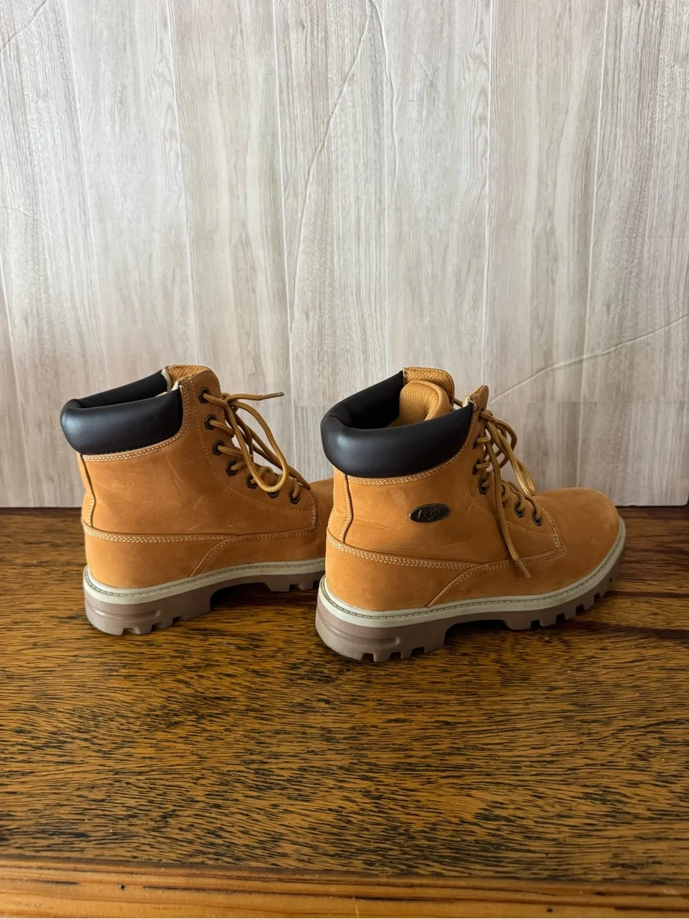 Lugz Brace Hi Golden Wheat Lace-Up Work Boots with Padded Collar
